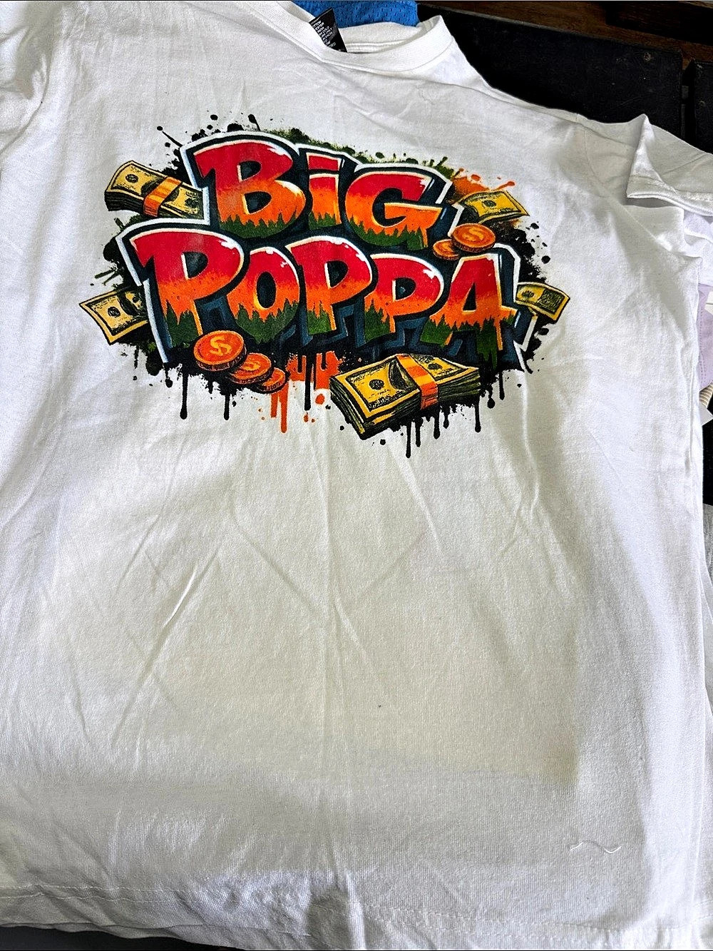 Black Horse Club Big Poppa Graphic T-Shirt Tee White Size Small
